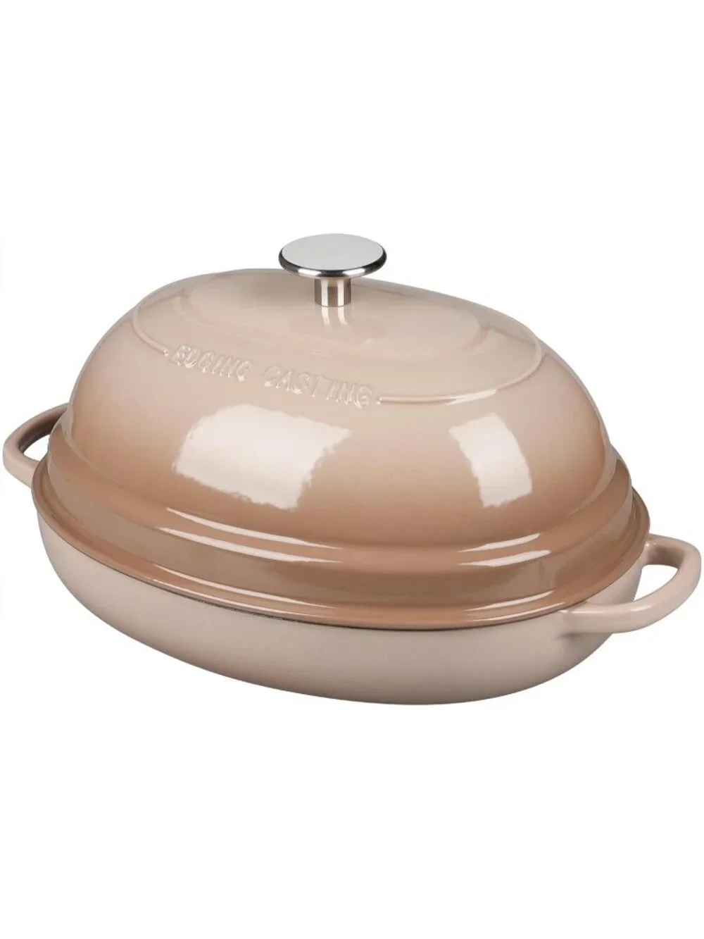 Mocha 6QT Oval Cast Iron Dutch Oven Pot with Lid Bread Dutch Oven Baking Pan